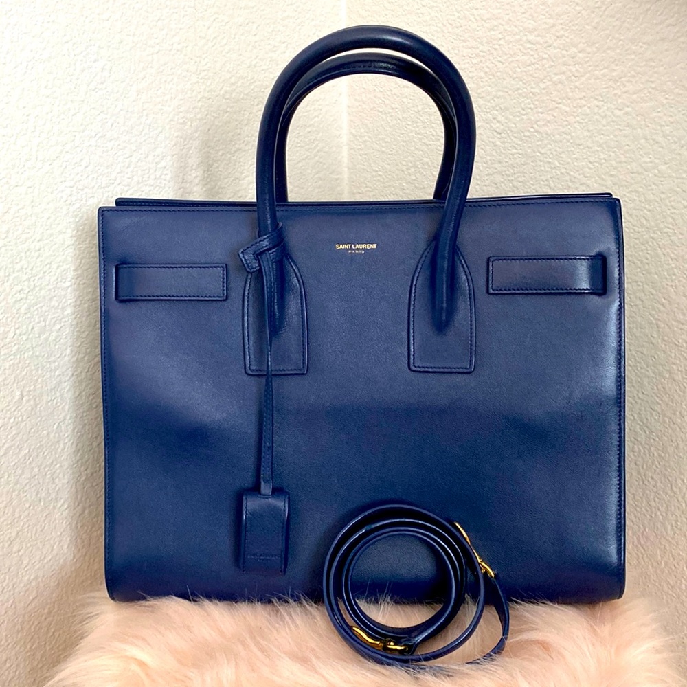 Saint Laurent Navy Sac De Jour